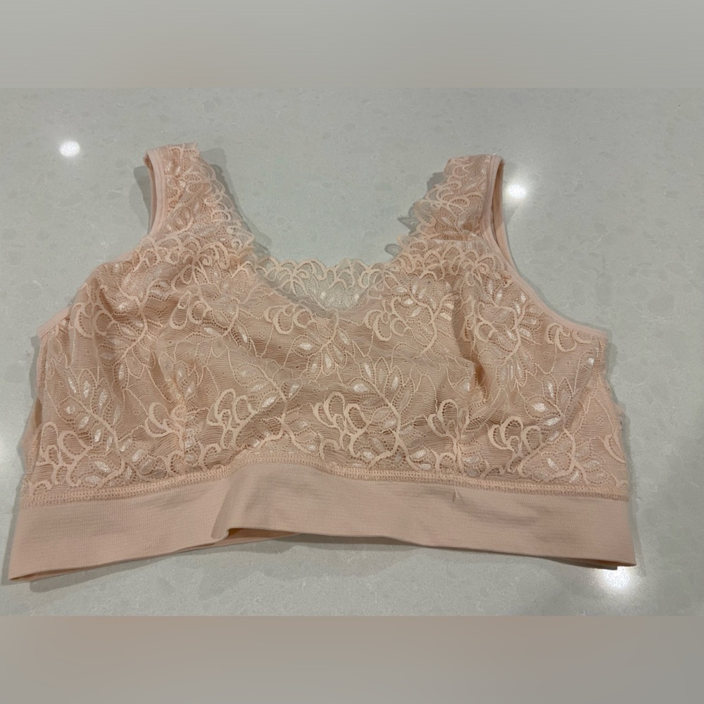Laura Ashley Blush Pink Lace Coquette Bralette Size 2X